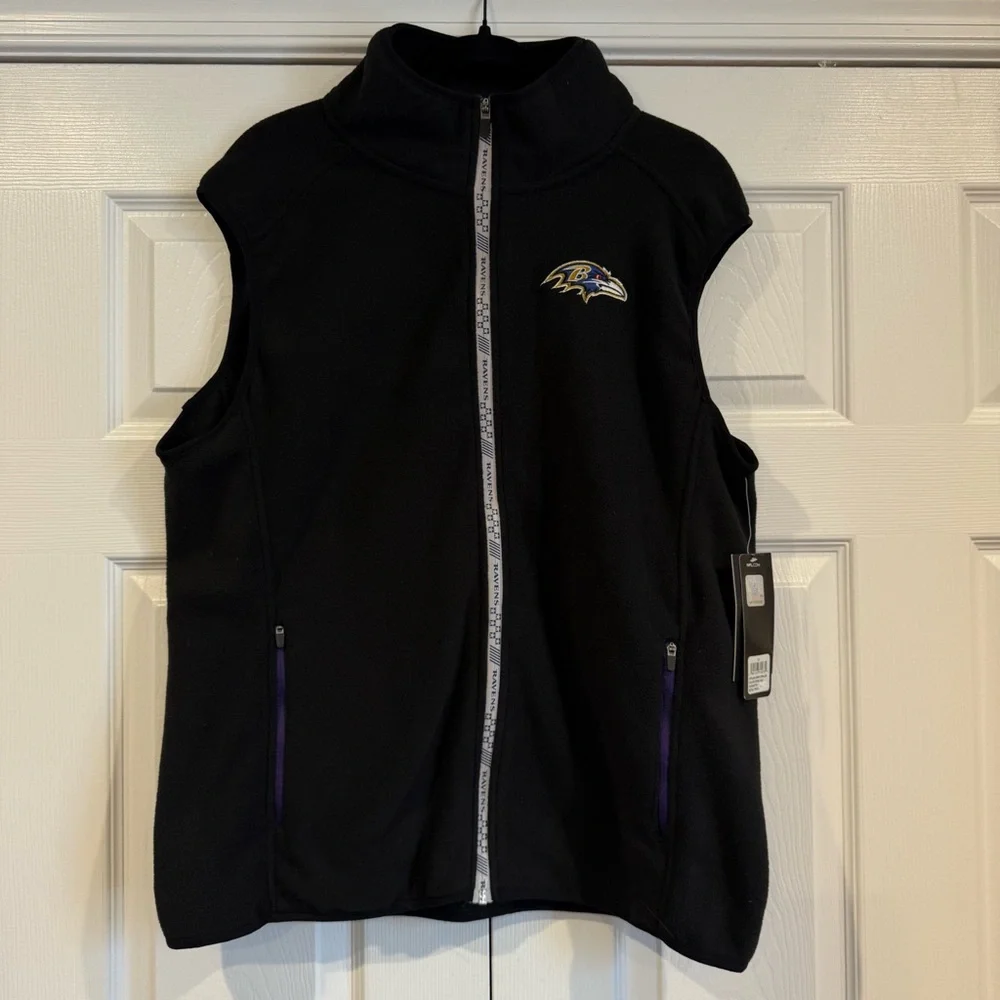 NFL Baltimore Ravens Fleece Vest Men's Medium Black New - Picture 9 of 9